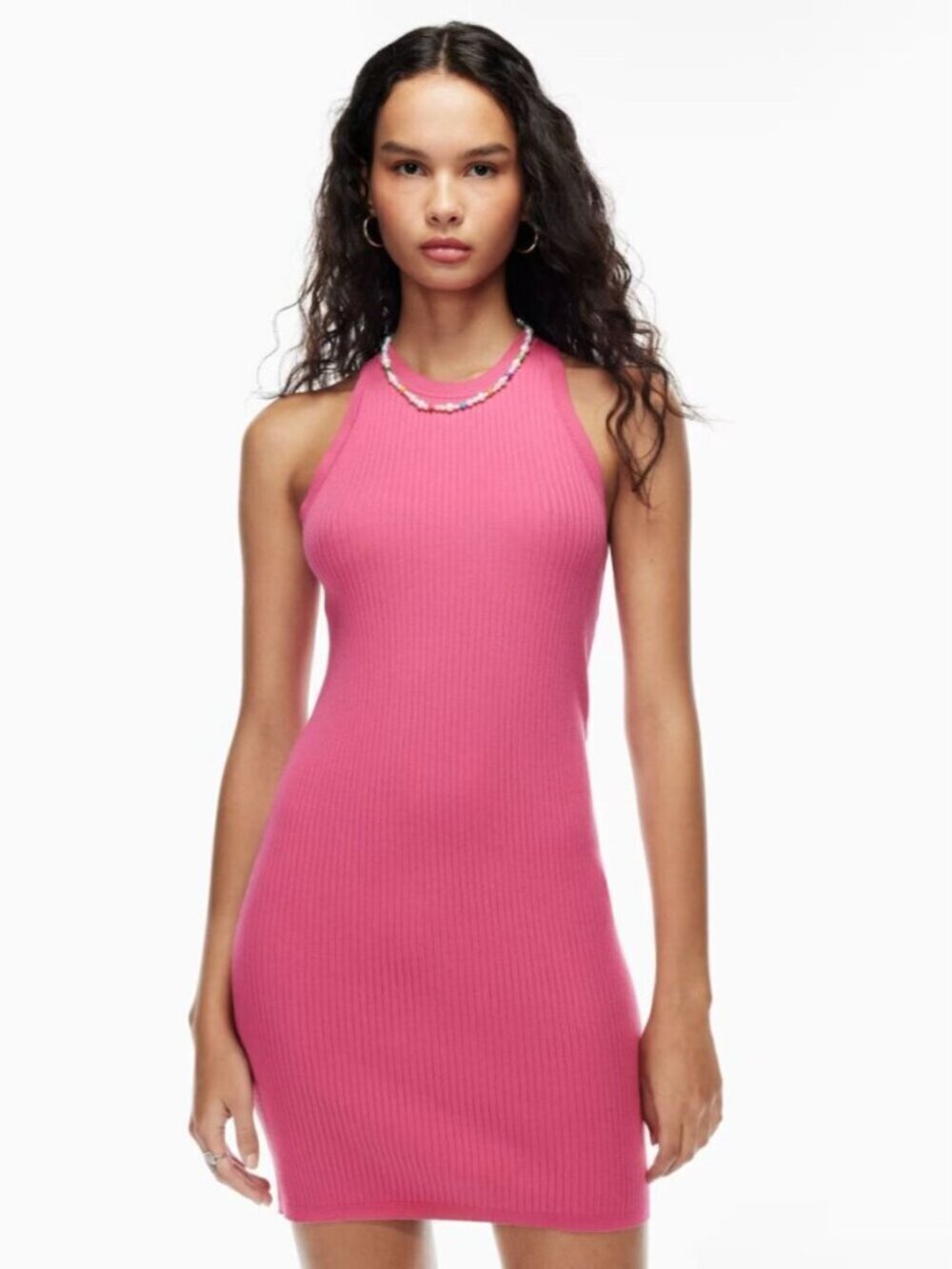 Sunday Best Jodie Knit Dress Crew Neck Tank Soft Fushia Pink Size Medium
